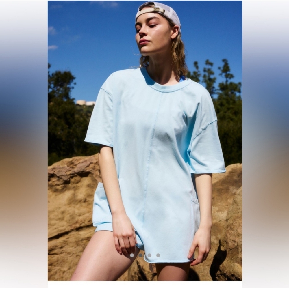 FP Movement by Free People Hot Shot Tee Romper in Boardwalk Blue